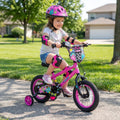 14 Inch Kids Bike with Training Wheels for Ages 3-5 Years Old Pink- Street Art Time - Pink - Kids Bike