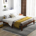 14 Inch King Size Rubber Wood Platform Bed Frame with Wood Slat Support-Walnut - Walnut - Simple Bed Frame