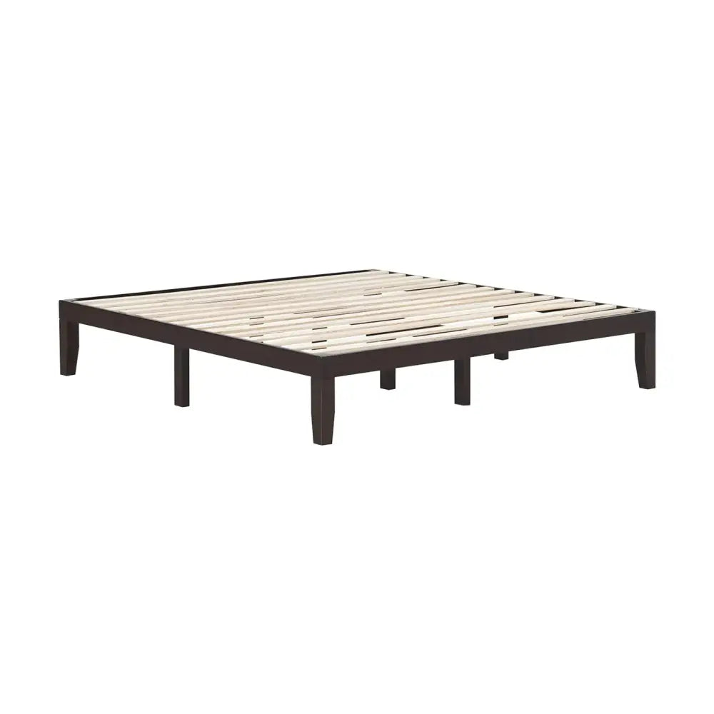 14 Inch King Size Wood Platform Bed Frame-Brown Costway