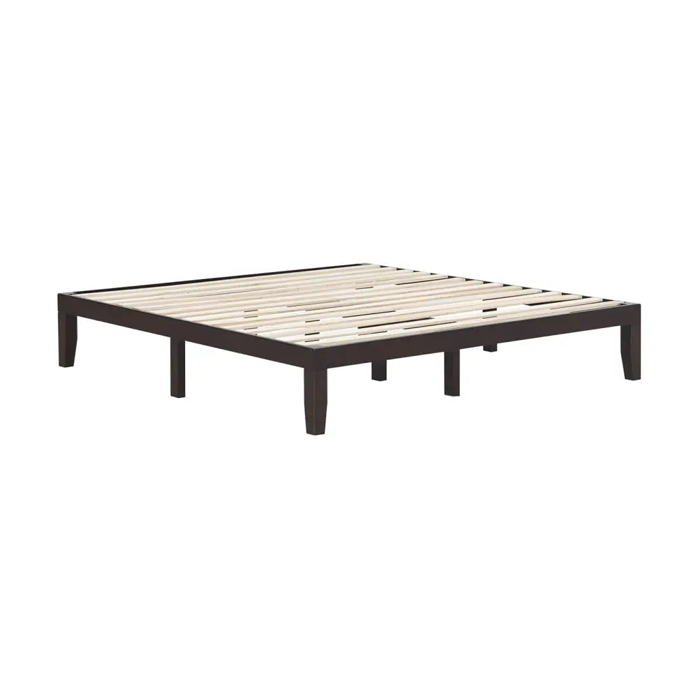 14 Inch King Size Wood Platform Bed Frame-Brown - Brown - Simple Bed Frame