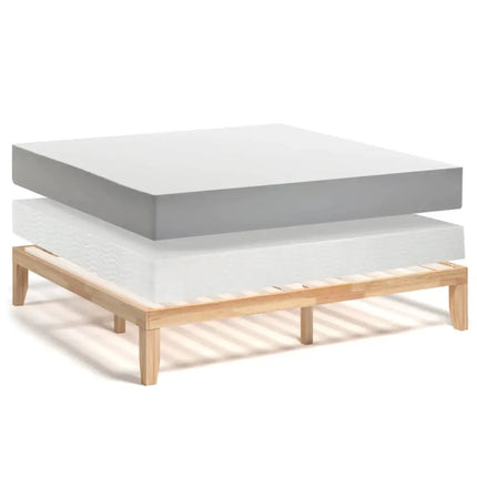 14 Inch King Size Wood Platform Bed Frame-Natural Costway