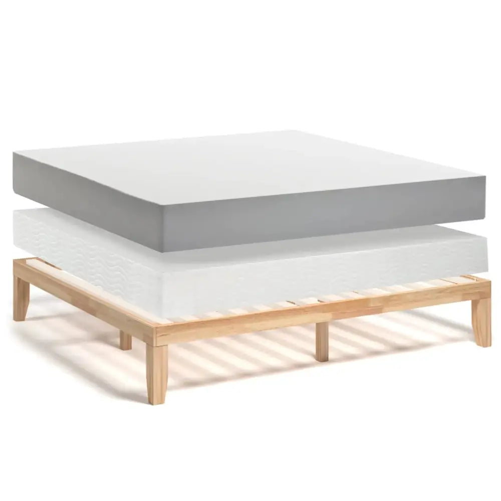 14 Inch King Size Wood Platform Bed Frame-Natural Costway