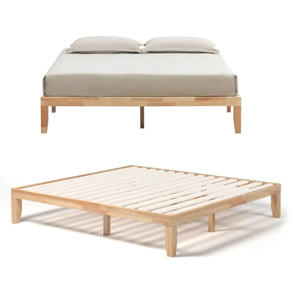 14 Inch King Size Wood Platform Bed Frame-Natural Costway