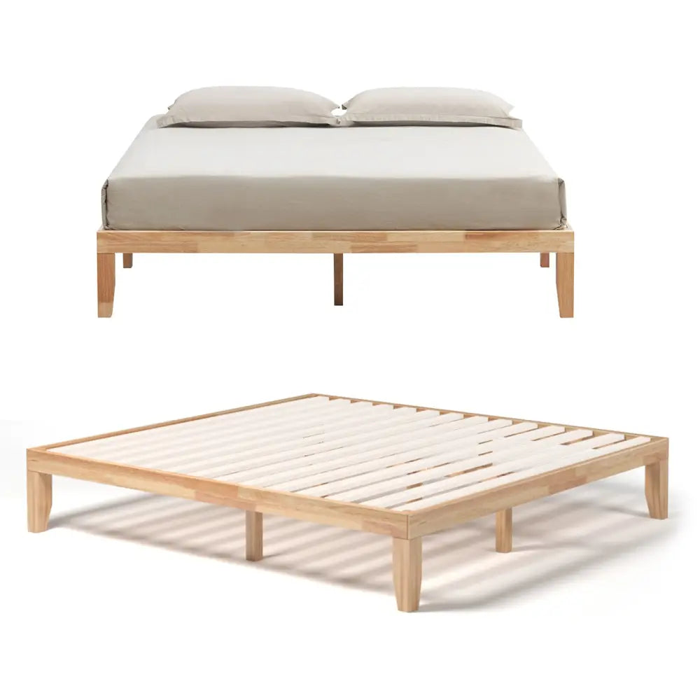 14 Inch King Size Wood Platform Bed Frame-Natural - Natural - Simple Bed Frame
