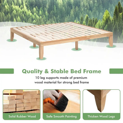 14 Inch King Size Wood Platform Bed Frame-Natural Costway