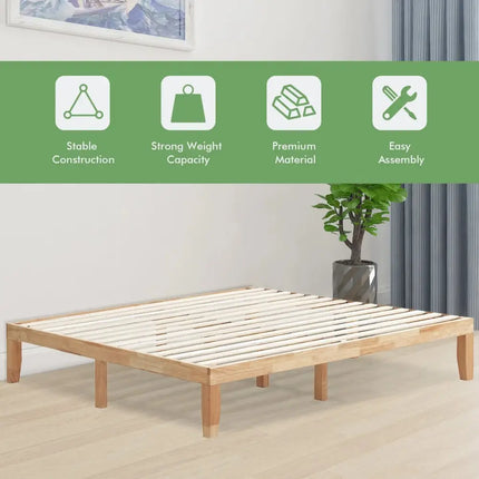 14 Inch King Size Wood Platform Bed Frame-Natural Costway