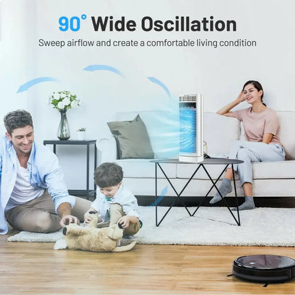 14 Inch  Mini Oscillating Tower Fan Electric Desk Fan with 3 Speed and Timer-White Costway