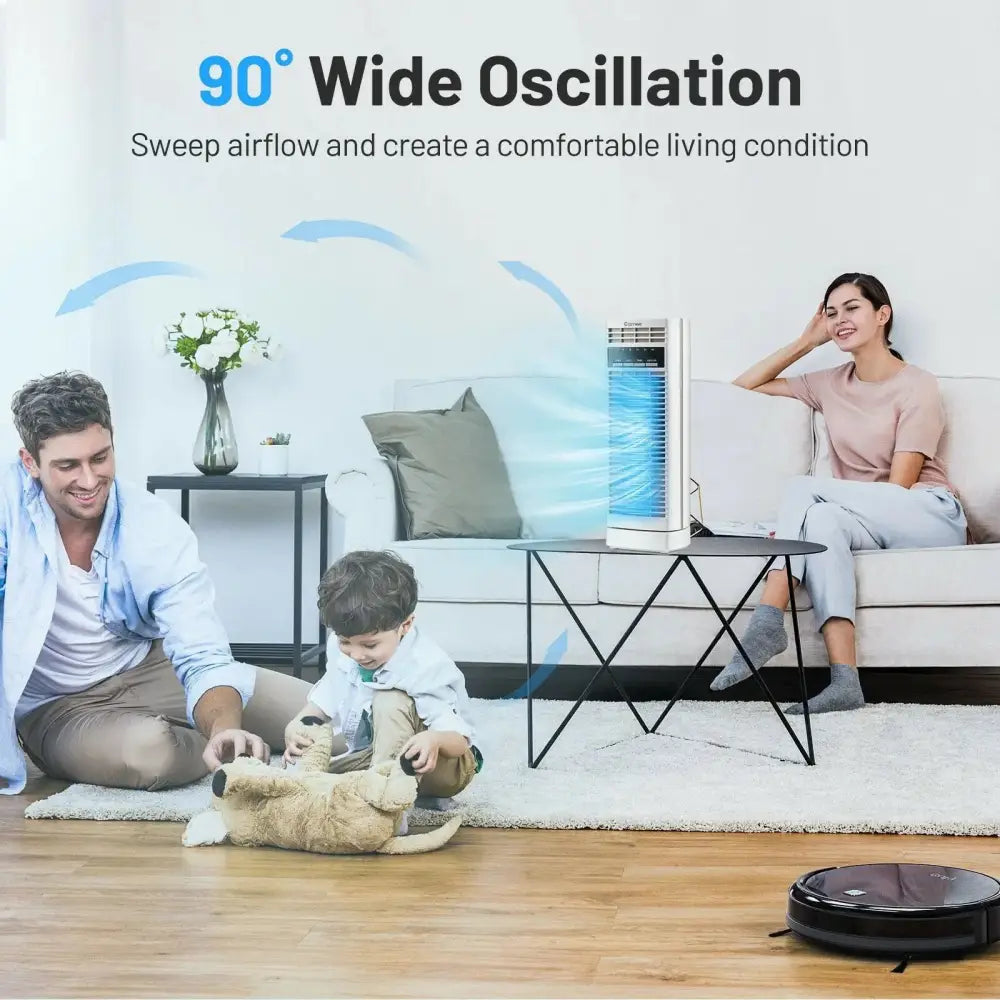 14 Inch  Mini Oscillating Tower Fan Electric Desk Fan with 3 Speed and Timer-White Costway