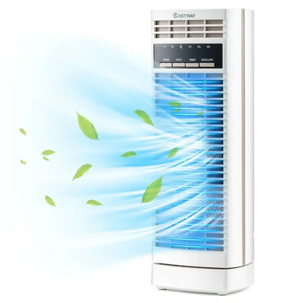 14 Inch  Mini Oscillating Tower Fan Electric Desk Fan with 3 Speed and Timer-White Costway