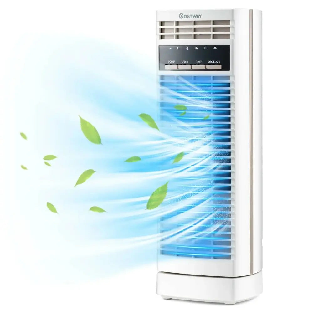 14 Inch  Mini Oscillating Tower Fan Electric Desk Fan with 3 Speed and Timer-White Costway