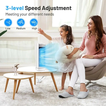 14 Inch  Mini Oscillating Tower Fan Electric Desk Fan with 3 Speed and Timer-White Costway