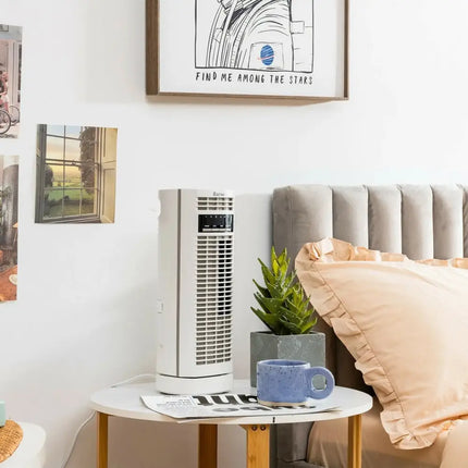 14 Inch  Mini Oscillating Tower Fan Electric Desk Fan with 3 Speed and Timer-White Costway