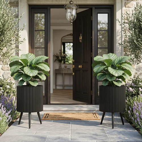 14 Inch Plant Pot with Stand and Tapered Legs for Garden - Raised Garden Beds