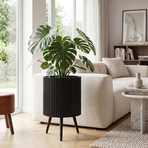 14 Inch Plant Pot with Stand and Tapered Legs for Garden - Raised Garden Beds