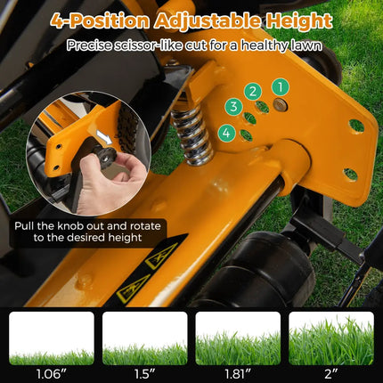 14 Inch Push Lawn Mower with 5 Steel Blades and Grass Catcher Bag-Orange - Orange - Lawn Care Tools