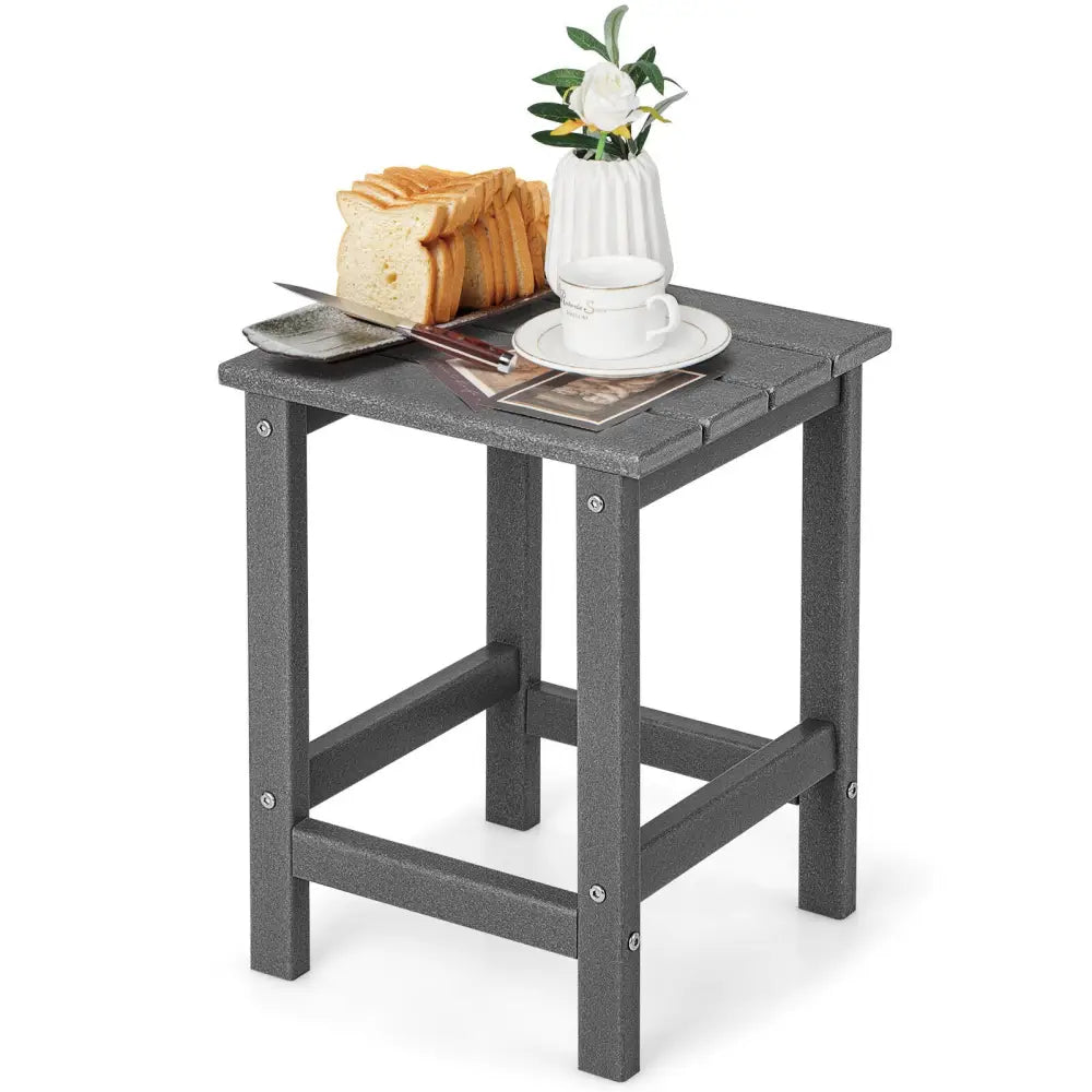 14 Inch Square Weather-Resistant Adirondack Side Table-Gray - Gray - Patio Coffee Tables
