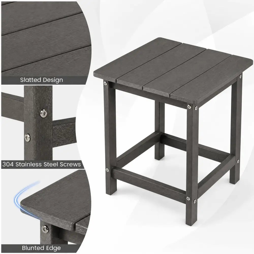 14 Inch Square Weather-Resistant Adirondack Side Table-Gray - Gray - Patio Coffee Tables