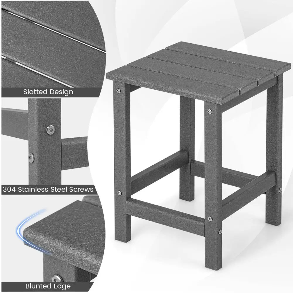 14 Inch Square Weather-Resistant Adirondack Side Table-Gray - Gray - Patio Coffee Tables