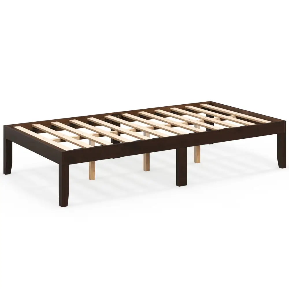 14 Inch Twin Wood Platform Bed Frame with Wooden Slats Support-Espresso - Espresso - Simple Bed Frame