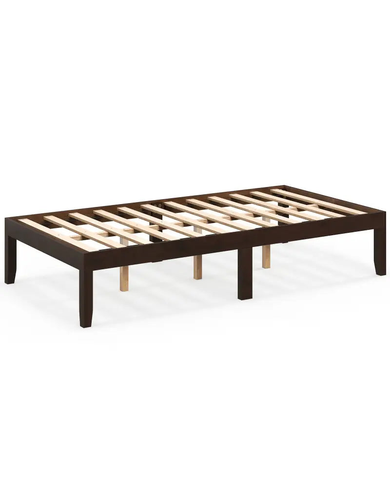 14 Inch Twin Wood Platform Bed Frame with Wooden Slats Support-Espresso - Espresso - Simple Bed Frame
