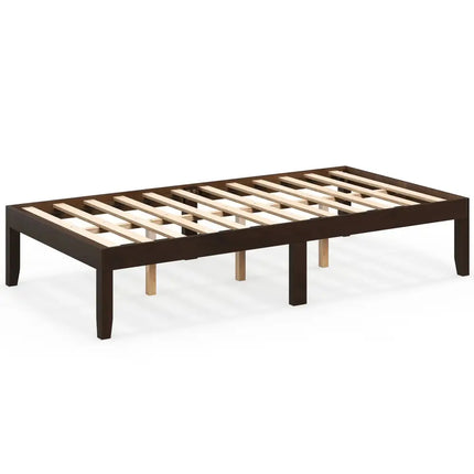 14 Inch Twin Wood Platform Bed Frame with Wooden Slats Support-Espresso Costway