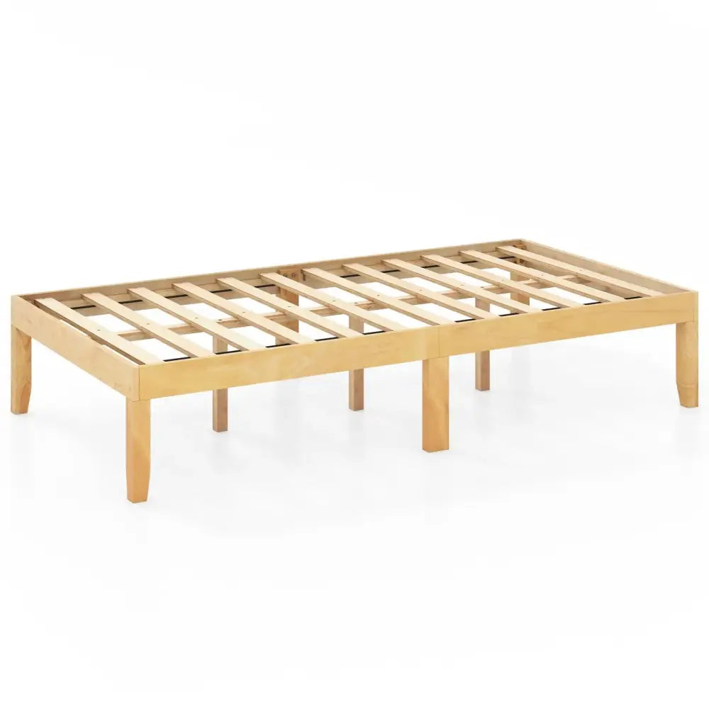 14 Inch Twin Wood Platform Bed Frame with Wooden Slats Support-Natural Costway