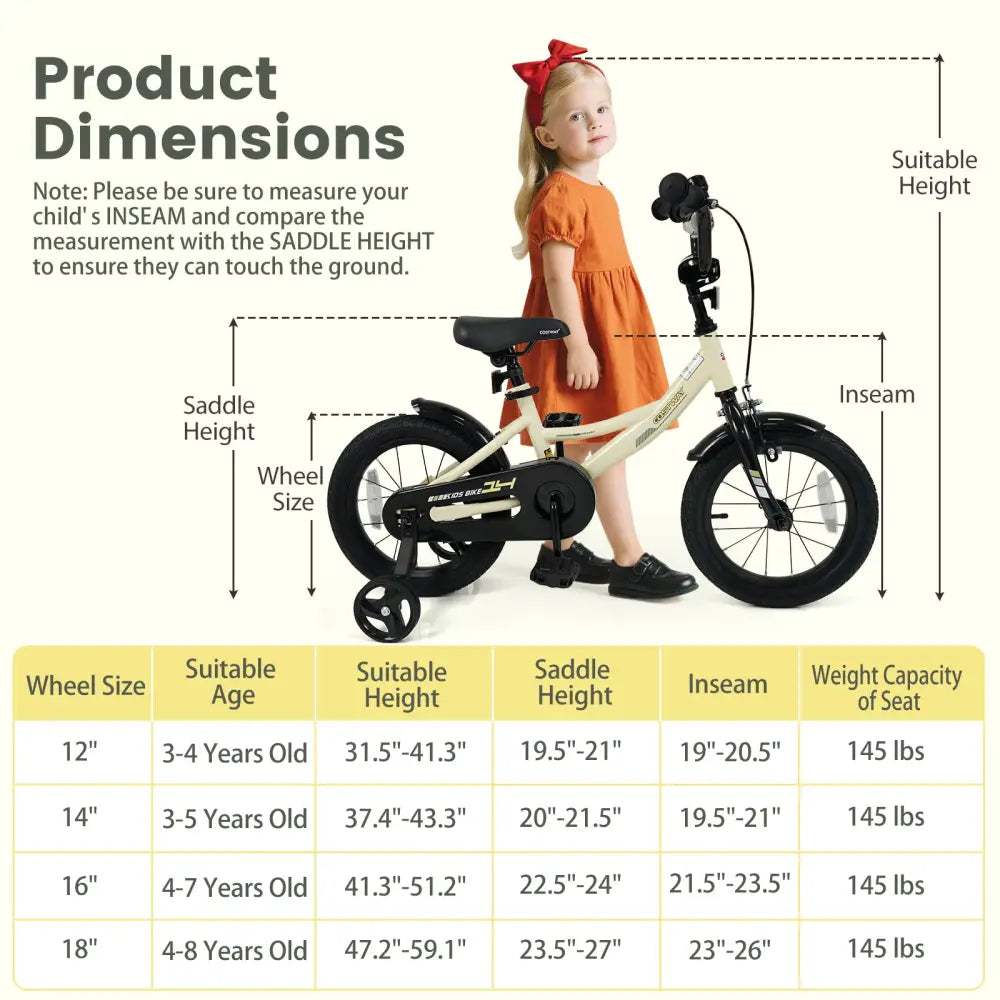 14 Inches Kids Bike Sport Bicycle with Removable Training Wheels - Kids Bike