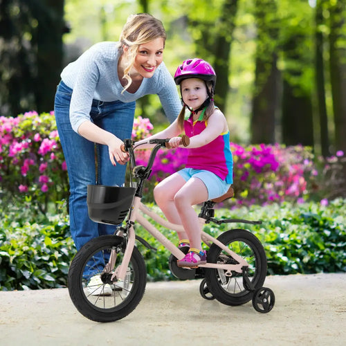 14 Inches Kids Bike with Basket and Adjustable Handlebar for 3-5 Years Old - Pink - Kids Bike