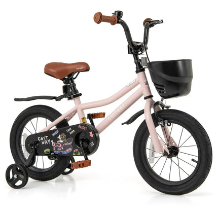 14 Inches Kids Bike with Basket and Adjustable Handlebar for 3 - 5 Years Old - Oasis Home Essentials