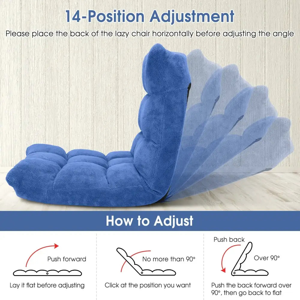 14-Position Adjustable Cushioned Floor Chair-Blue Costway