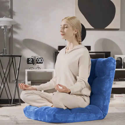 14-Position Adjustable Cushioned Floor Chair-Blue Costway