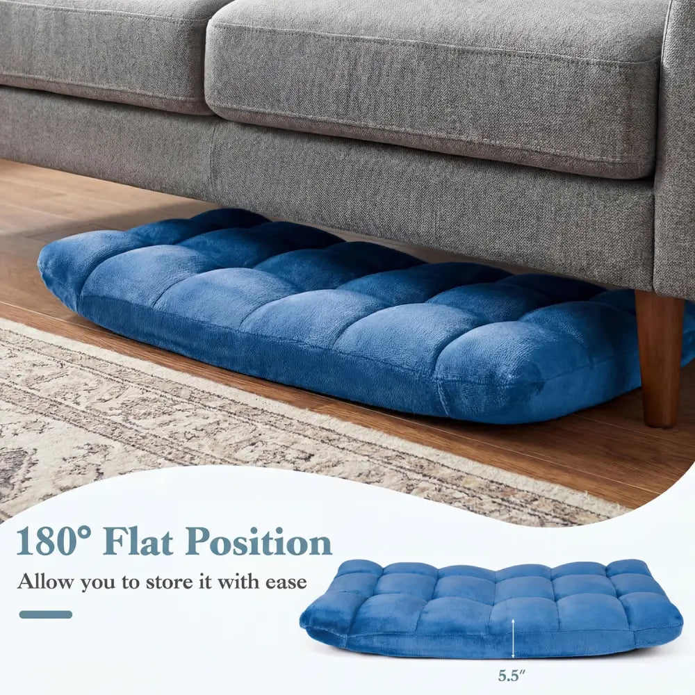 14-Position Adjustable Cushioned Floor Chair-Blue - Blue - Floor Chairs