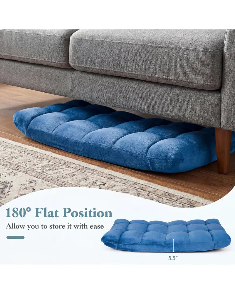 14-Position Adjustable Cushioned Floor Chair-Blue - Blue - Floor Chairs