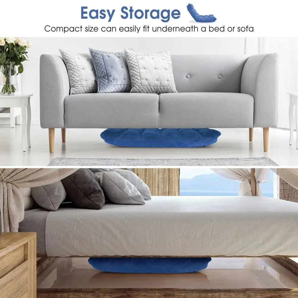 14-Position Adjustable Cushioned Floor Chair-Blue Costway