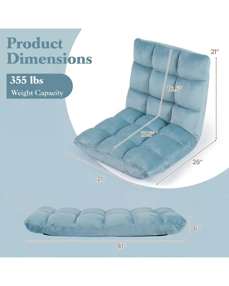 14-Position Adjustable Cushioned Floor Chair-Green - Green - Floor Chairs