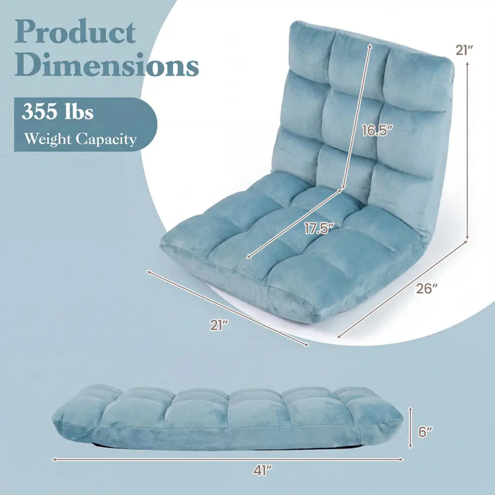 14-Position Adjustable Cushioned Floor Chair-Green - Green - Floor Chairs