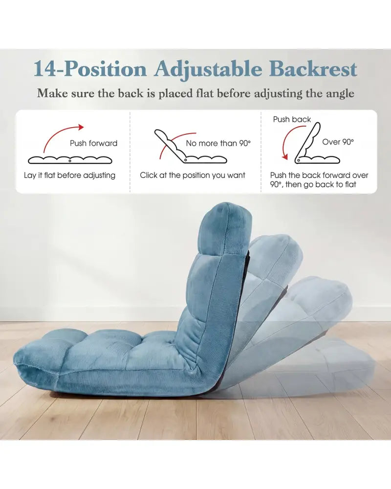 14-Position Adjustable Cushioned Floor Chair-Green - Green - Floor Chairs