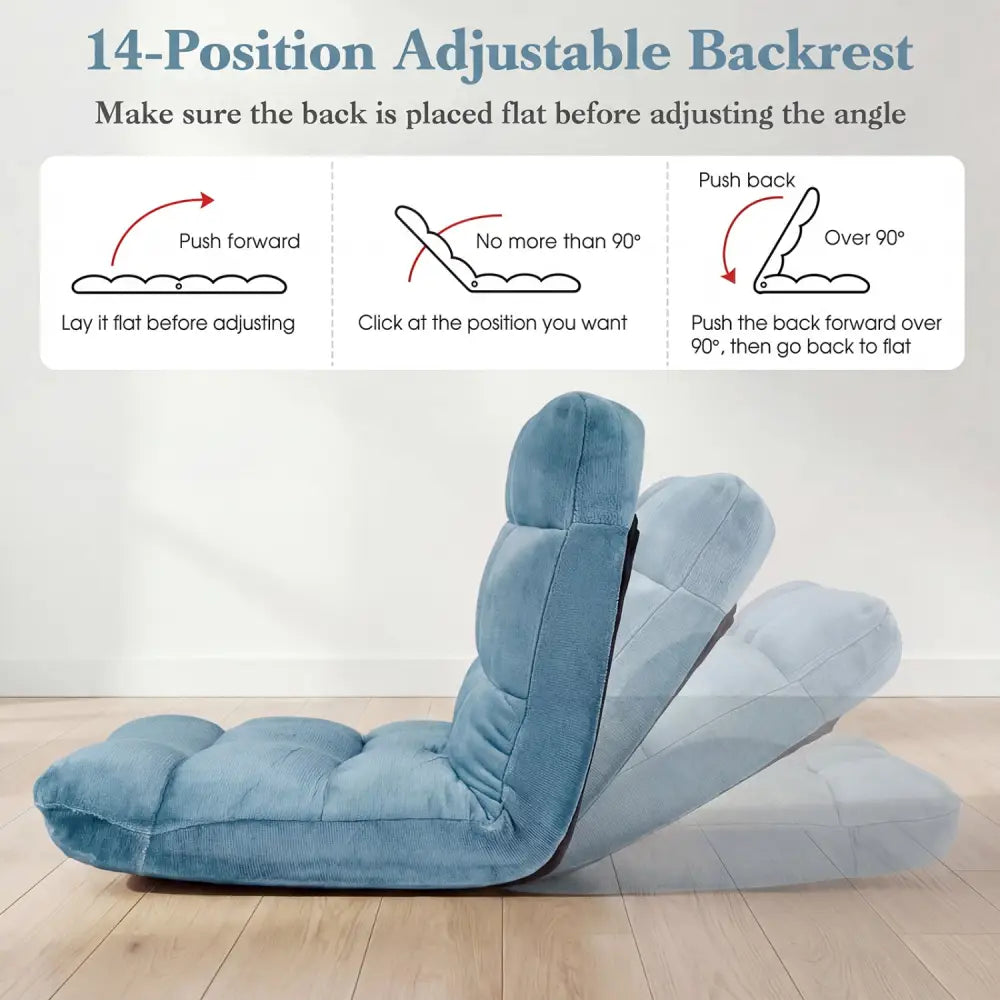 14-Position Adjustable Cushioned Floor Chair-Green - Green - Floor Chairs