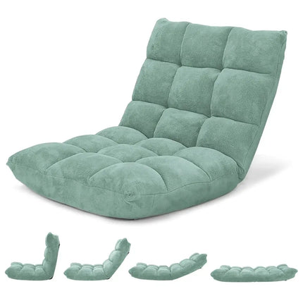 14-Position Adjustable Cushioned Floor Chair-Green Costway
