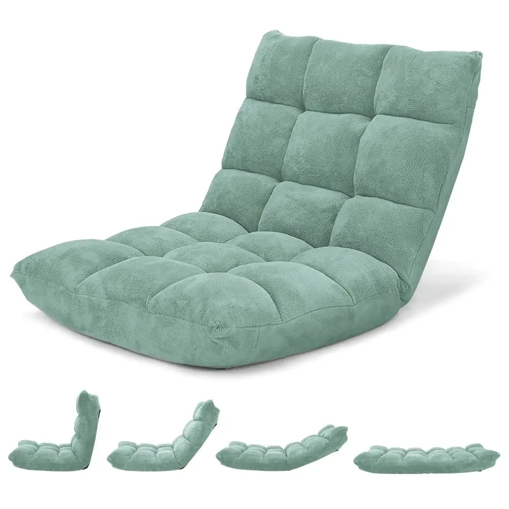 14-Position Adjustable Cushioned Floor Chair-Green Costway