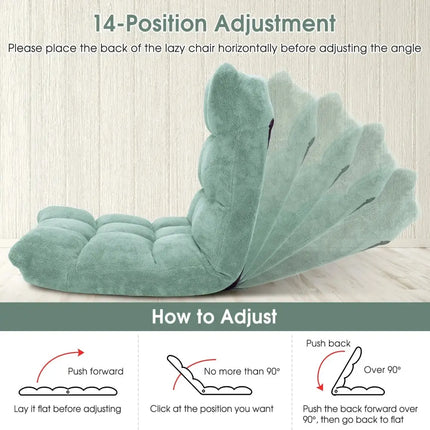 14-Position Adjustable Cushioned Floor Chair-Green Costway