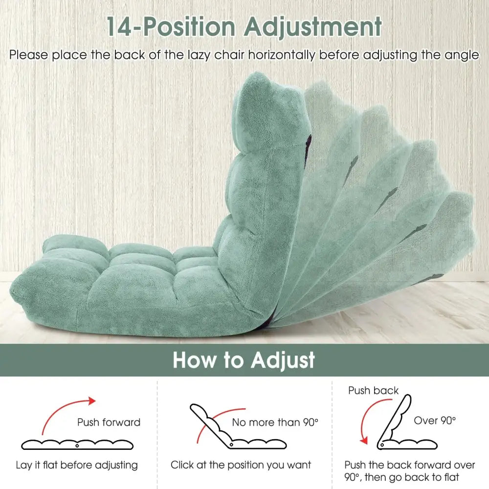 14-Position Adjustable Cushioned Floor Chair-Green Costway