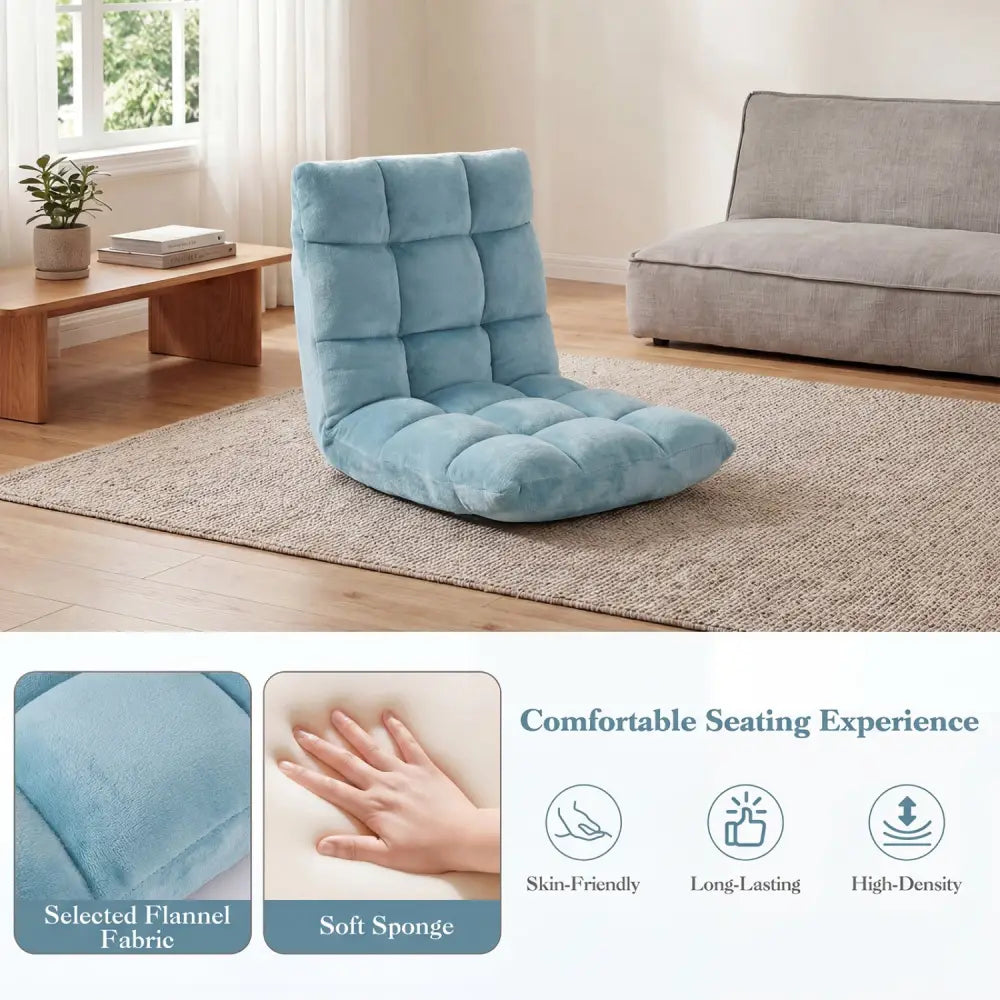 14-Position Adjustable Cushioned Floor Chair-Green - Green - Floor Chairs