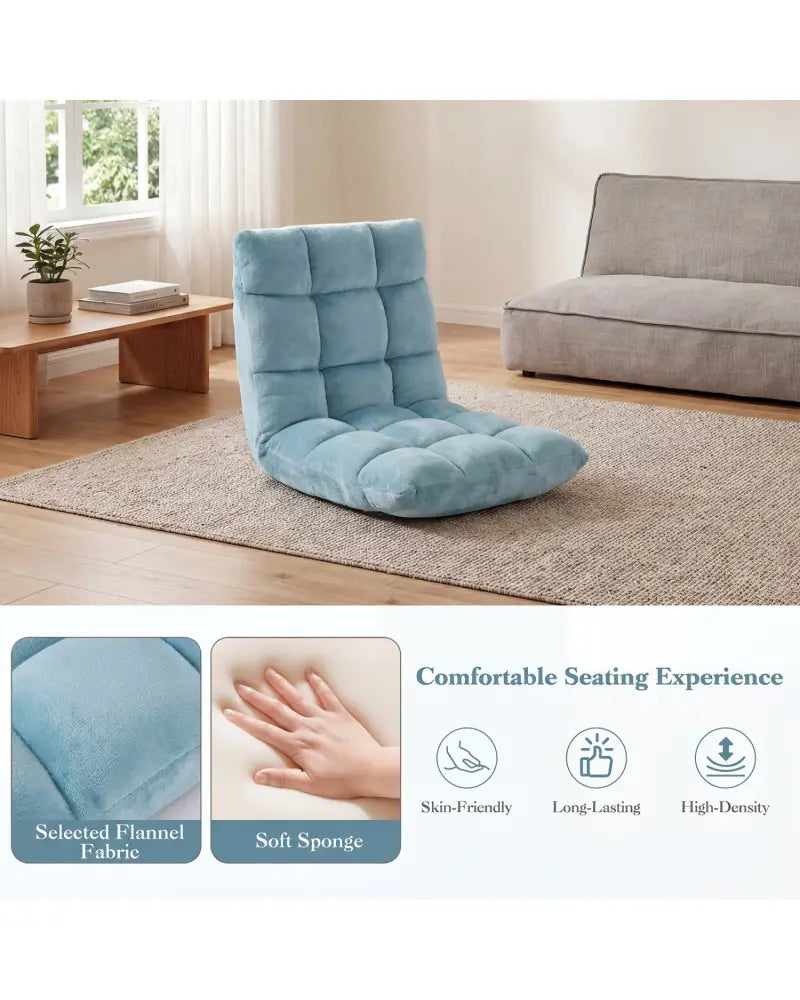 14-Position Adjustable Cushioned Floor Chair-Green - Green - Floor Chairs