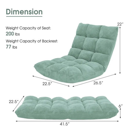 14-Position Adjustable Cushioned Floor Chair-Green Costway