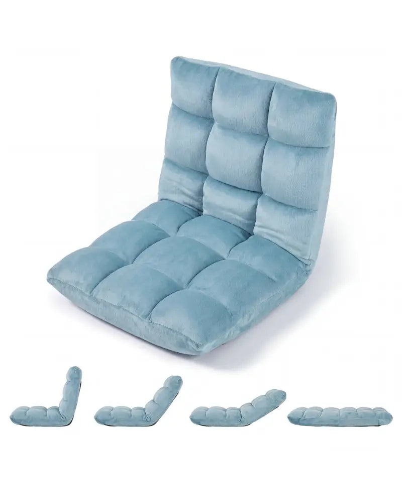 14-Position Adjustable Cushioned Floor Chair-Green - Green - Floor Chairs