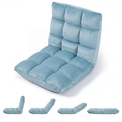 14-Position Adjustable Cushioned Floor Chair-Green - Green - Floor Chairs