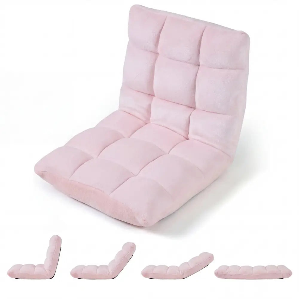 14-Position Adjustable Cushioned Floor Chair-Light Pink - Light Pink - Floor Chairs