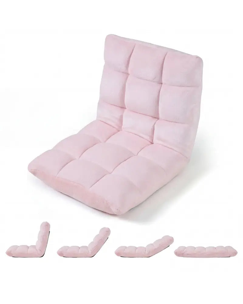 14-Position Adjustable Cushioned Floor Chair-Light Pink - Light Pink - Floor Chairs