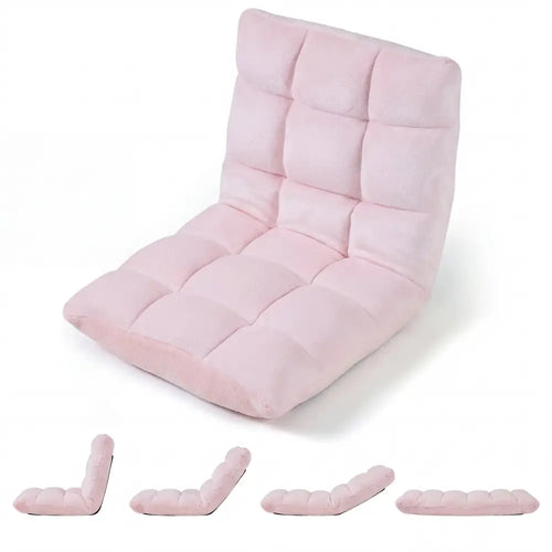 14-Position Adjustable Cushioned Floor Chair-Light Pink - Light Pink - Floor Chairs